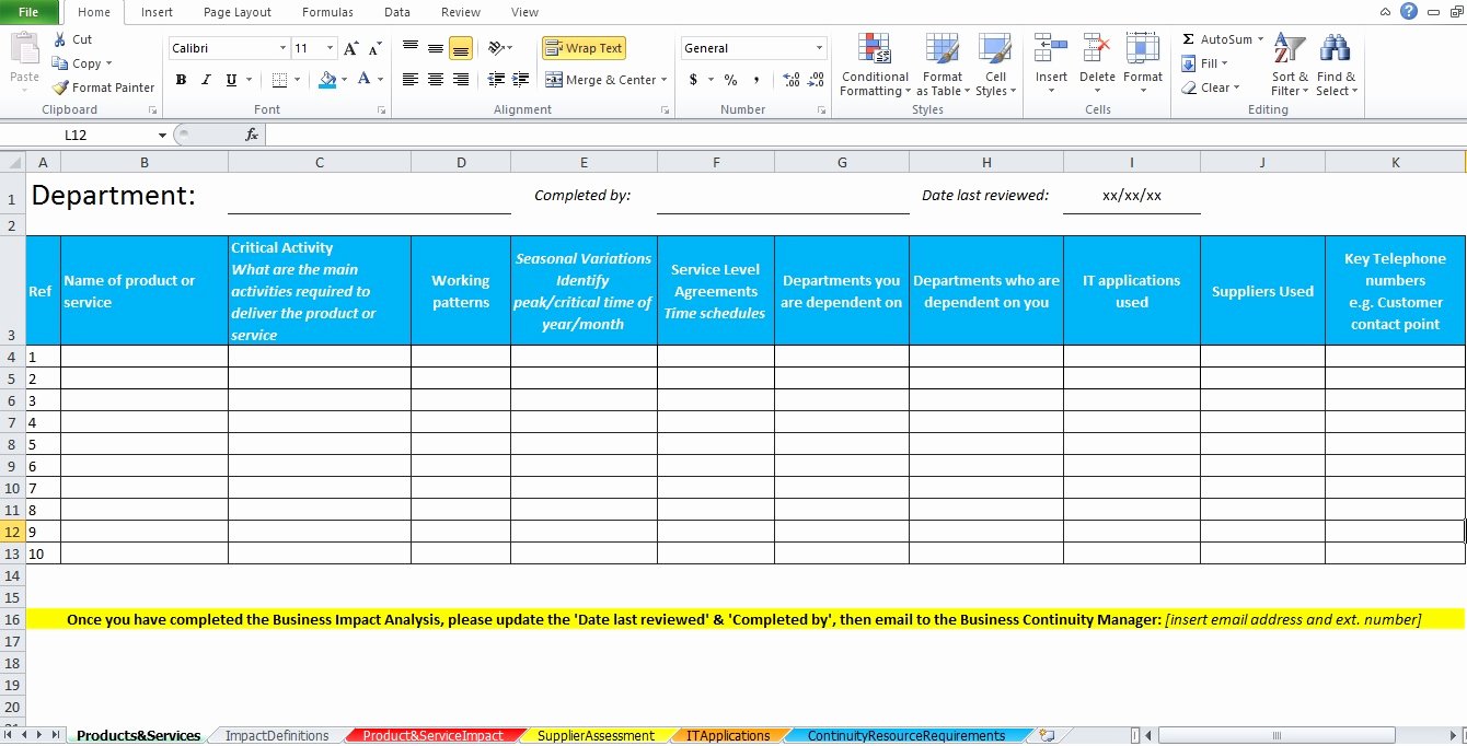 Change Impact Analysis Template Elegant Business Impact Analysis Template Excel Excel Tmp