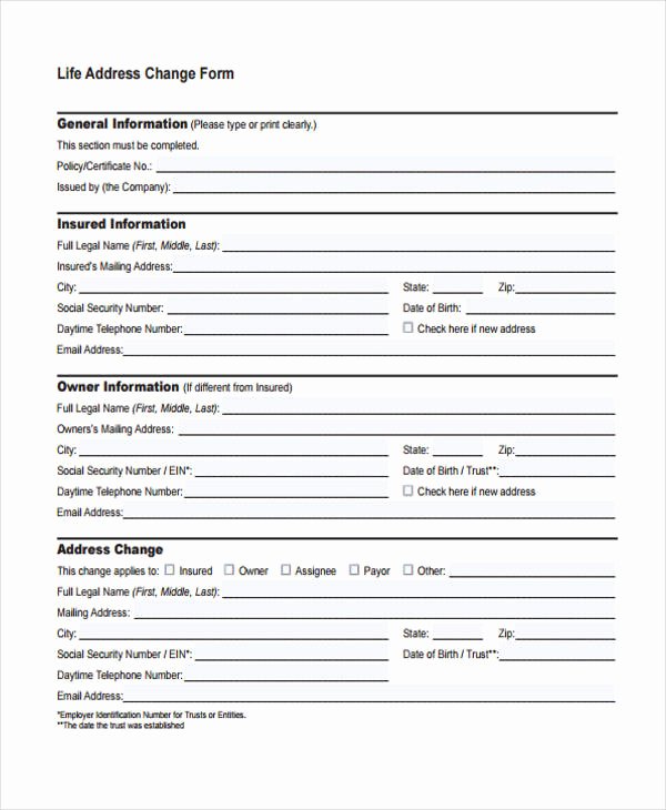 Change Of Address form Template Beautiful Free 33 Change form Templates