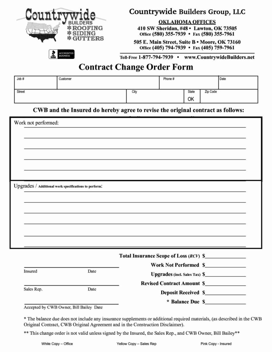 Change order Request Template Awesome Contractor Change order form Template Sampletemplatess