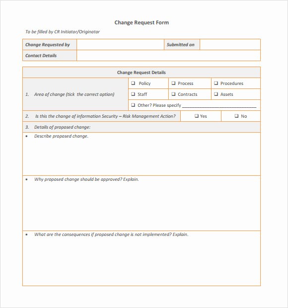 Change order Request Template Awesome Sample Change Request 7 Documents In Pdf Word