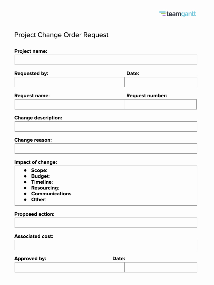 Change order Request Template Beautiful Project Management Change Request form &amp; Process