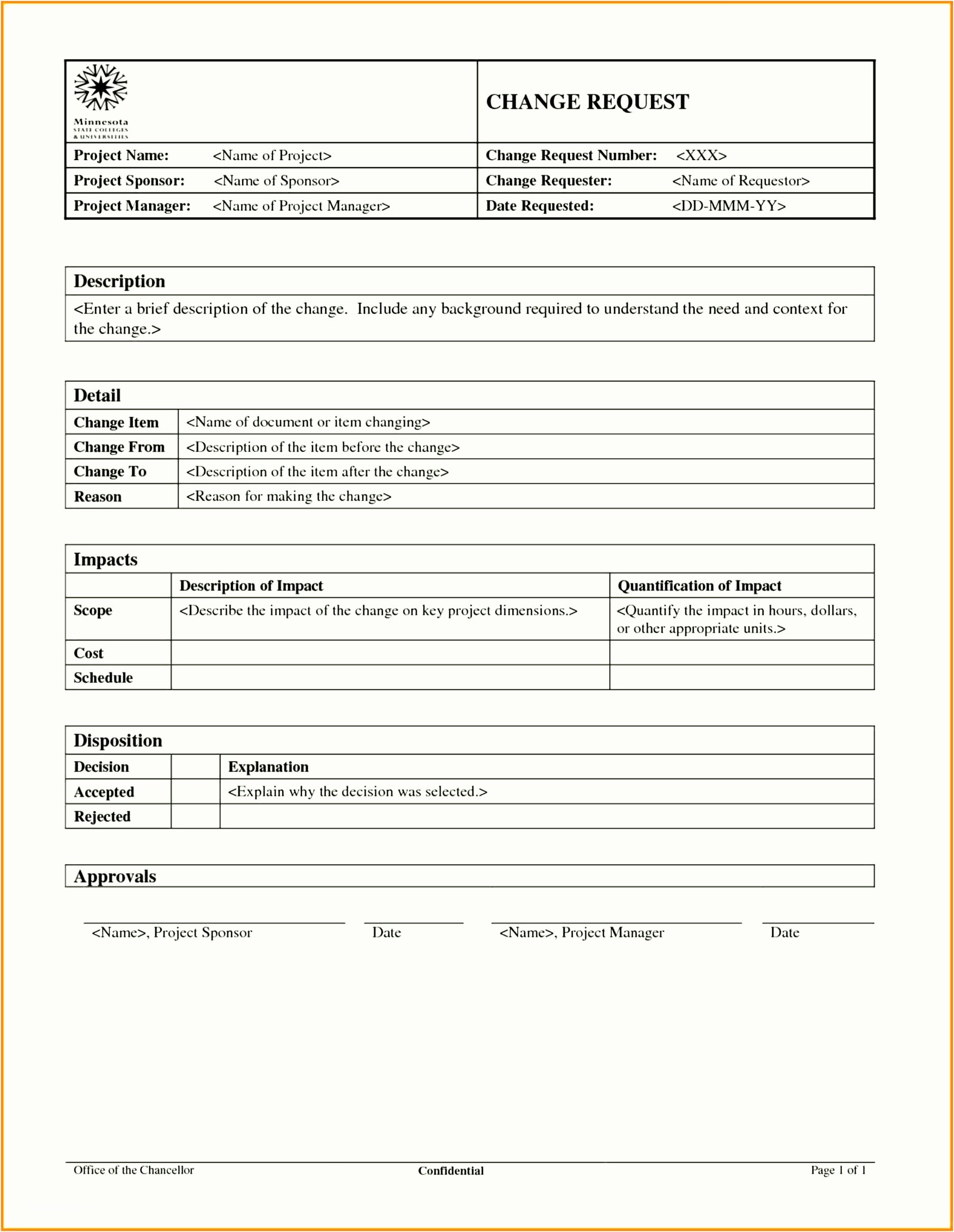 Change order Request Template Inspirational Engineering Change Request form Template
