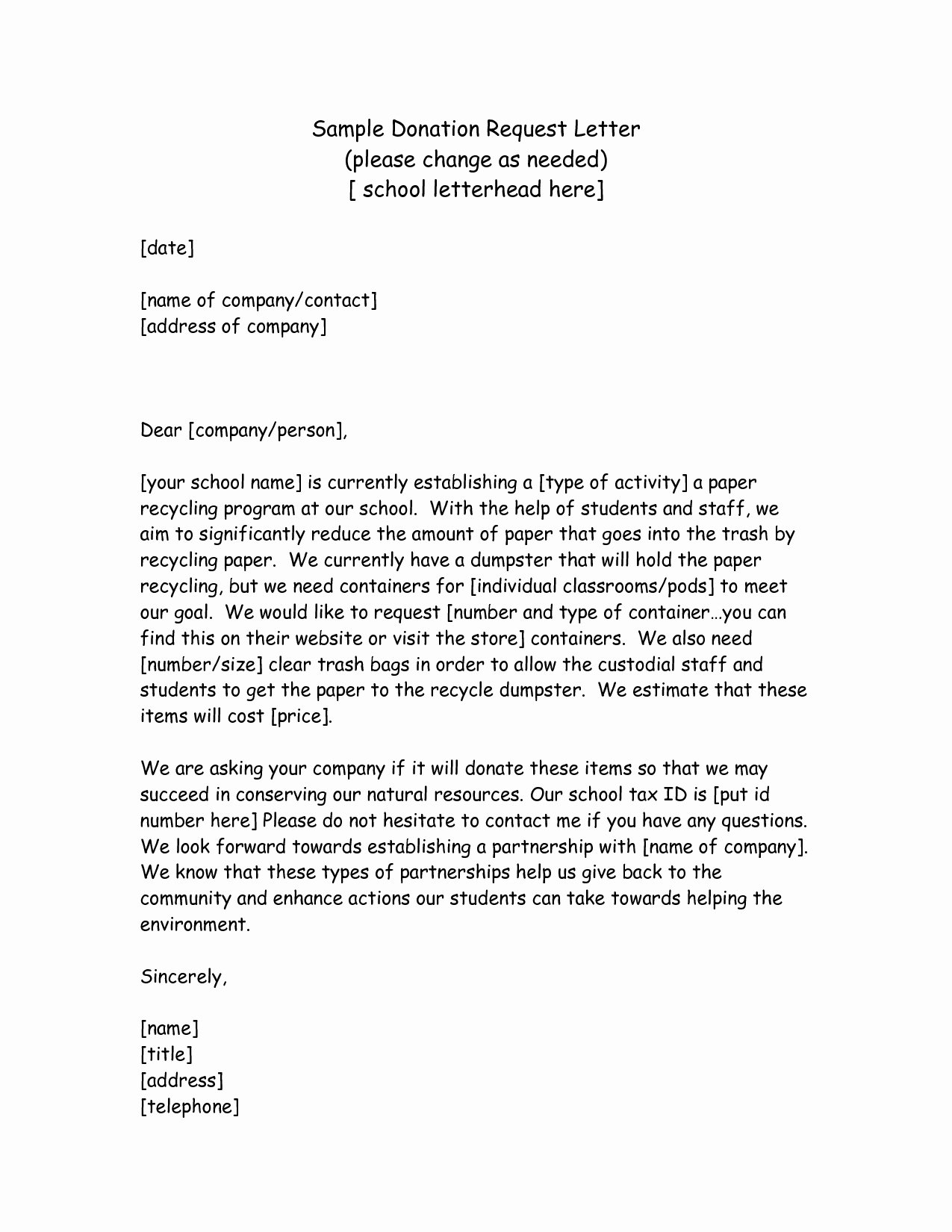 Charitable Donation Letter Template Awesome Charity Letter Template asking for Donations Examples