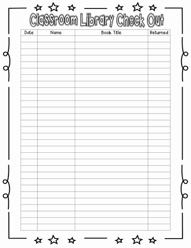 Check Out Sheet Template Best Of Classroom Library Check Out Sheet by Bamaasc Teaching