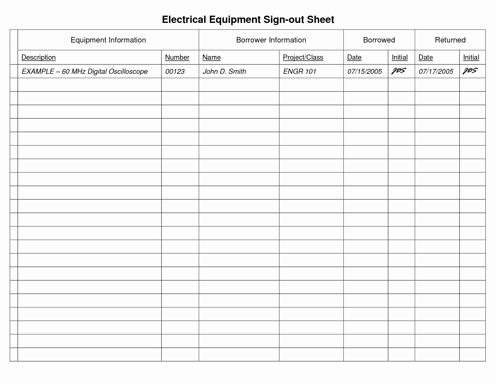 Check Out Sheet Template Elegant Best S Of Equipment Check Out form Template Excel