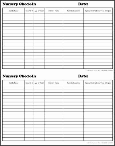 Check Out Sheet Template Lovely Church Nursery Sign In Sheet Template thenurseries