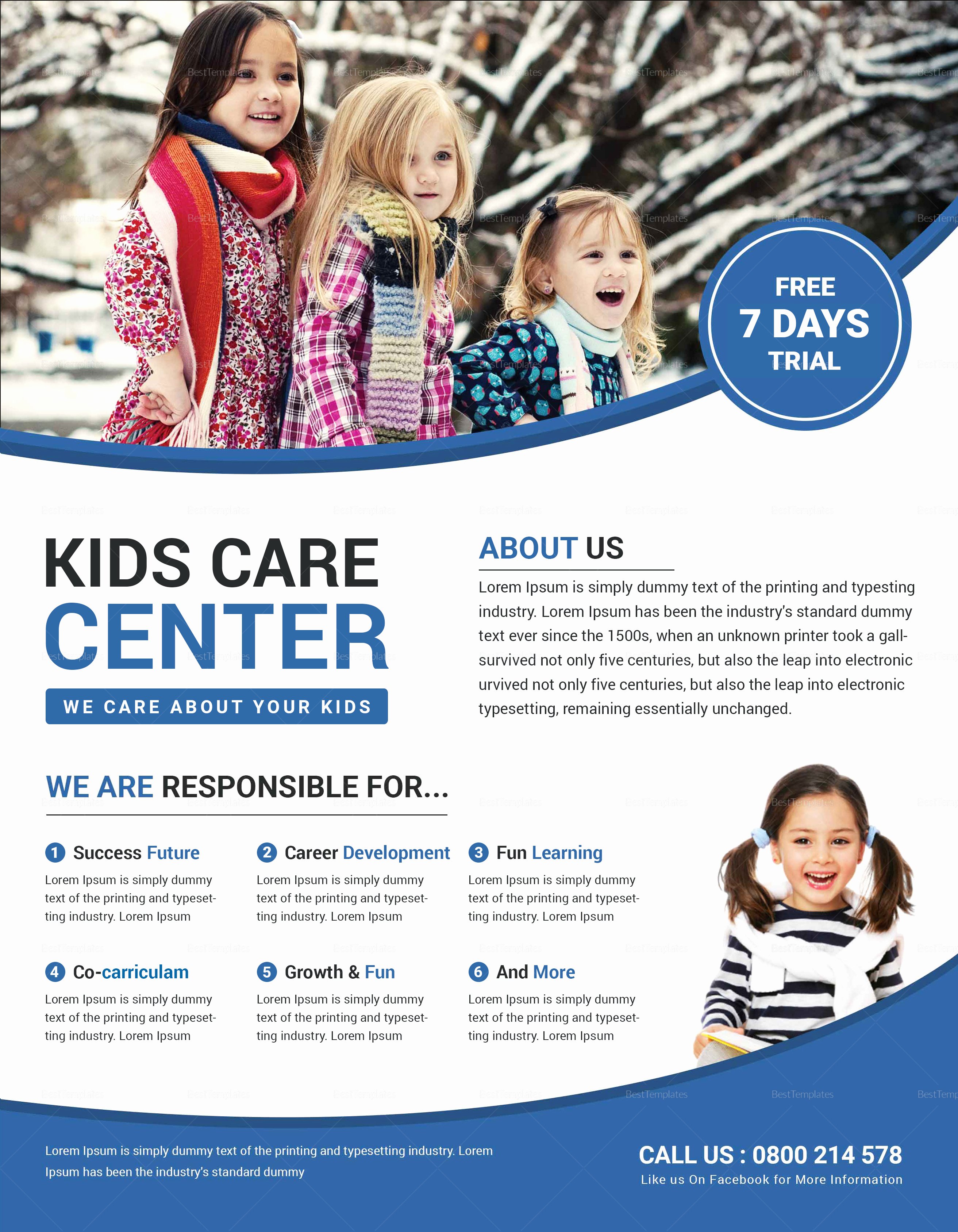 Child Care Flyer Templates Luxury Kind Child Care Flyer Design Template In Psd Word Publisher