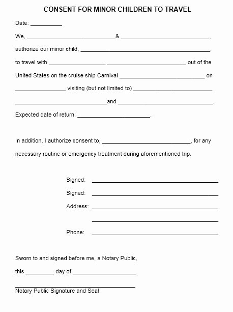 Child Travel Consent form Template Awesome 10 Free Sample Travel Consent form Printable Samples