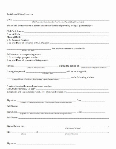 Child Travel Consent form Template Awesome 10 Travel Consent Letter Templates Pdf