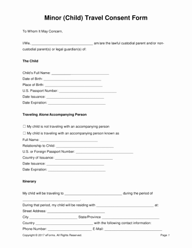 Child Travel Consent form Template Elegant 17 Authorization Letter for A Child to Travel Examples
