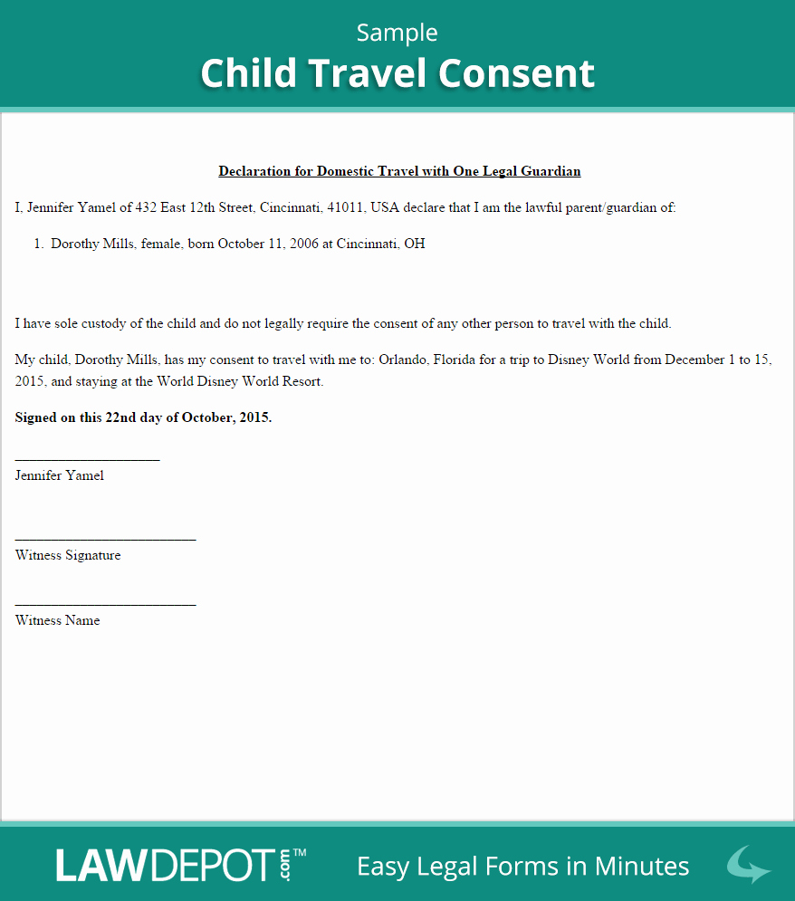 Child Travel Consent form Template Luxury Child Travel Consent Free Consent form Us