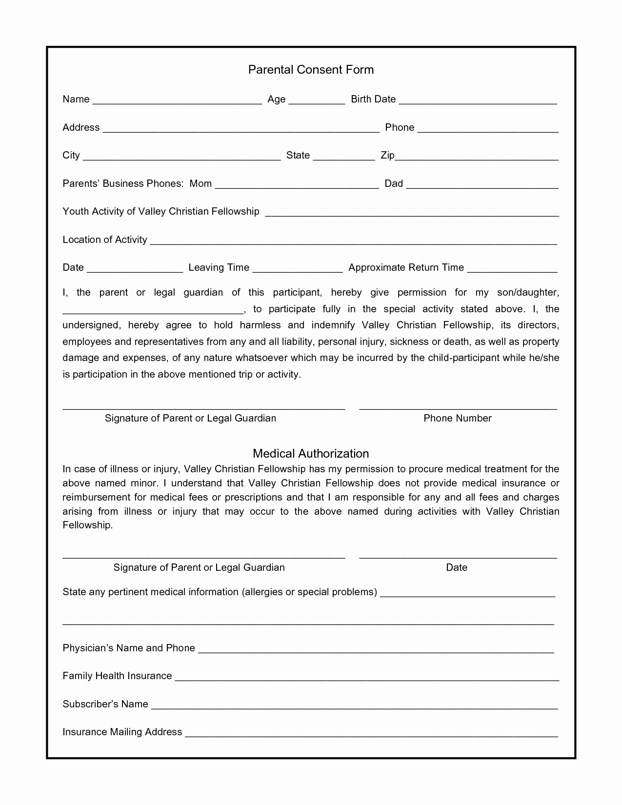 Child Travel Consent form Template New Parental Consent form for S Swifter Parental