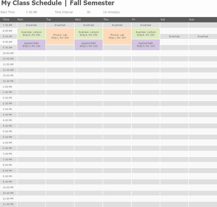 Class Schedule Template Word Elegant 4 College Class Schedule Template Free Download