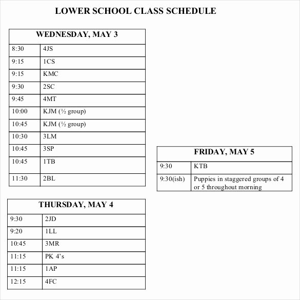 Class Schedule Template Word Lovely Class Schedule Template 36 Free Word Excel Documents