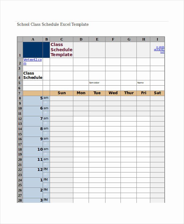 Class Schedule Template Word New Excel Class Schedule Templates 8 Free Word Excel Pdf