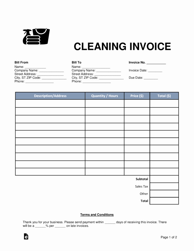 Cleaning Services Invoice Template Awesome Free Cleaning Housekeeping Invoice Template Word