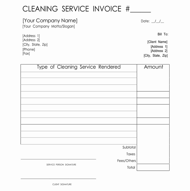 Cleaning Services Invoice Template Awesome Free Printable Cleaning Service Invoice Templates 10