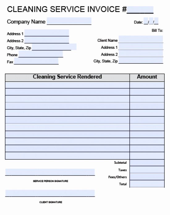 cleaning services invoice sample