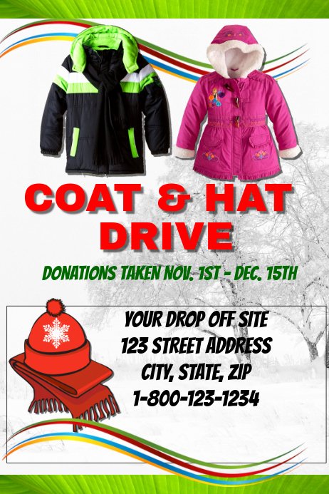 Clothing Drive Flyer Template Fresh Coat and Hat Drive Templafe Template