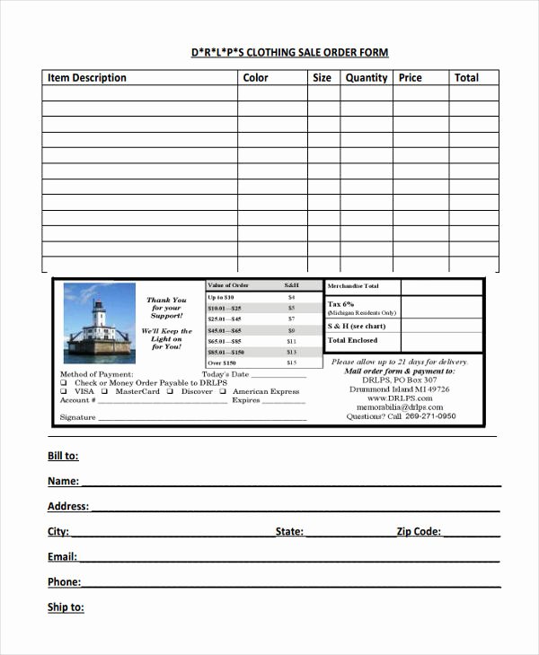 Clothing order form Template Awesome 9 Clothing order forms Free Samples Examples format