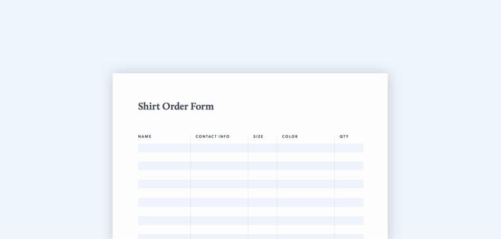 Clothing order form Template Elegant T Shirt order form Free Pdf &amp; Excel Template