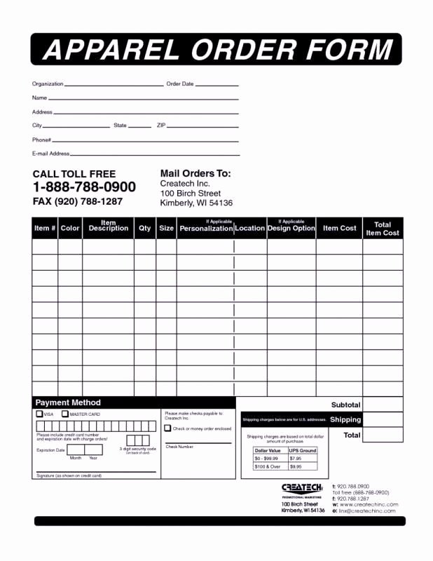 Clothing order form Template Inspirational Apparel order form Template Template