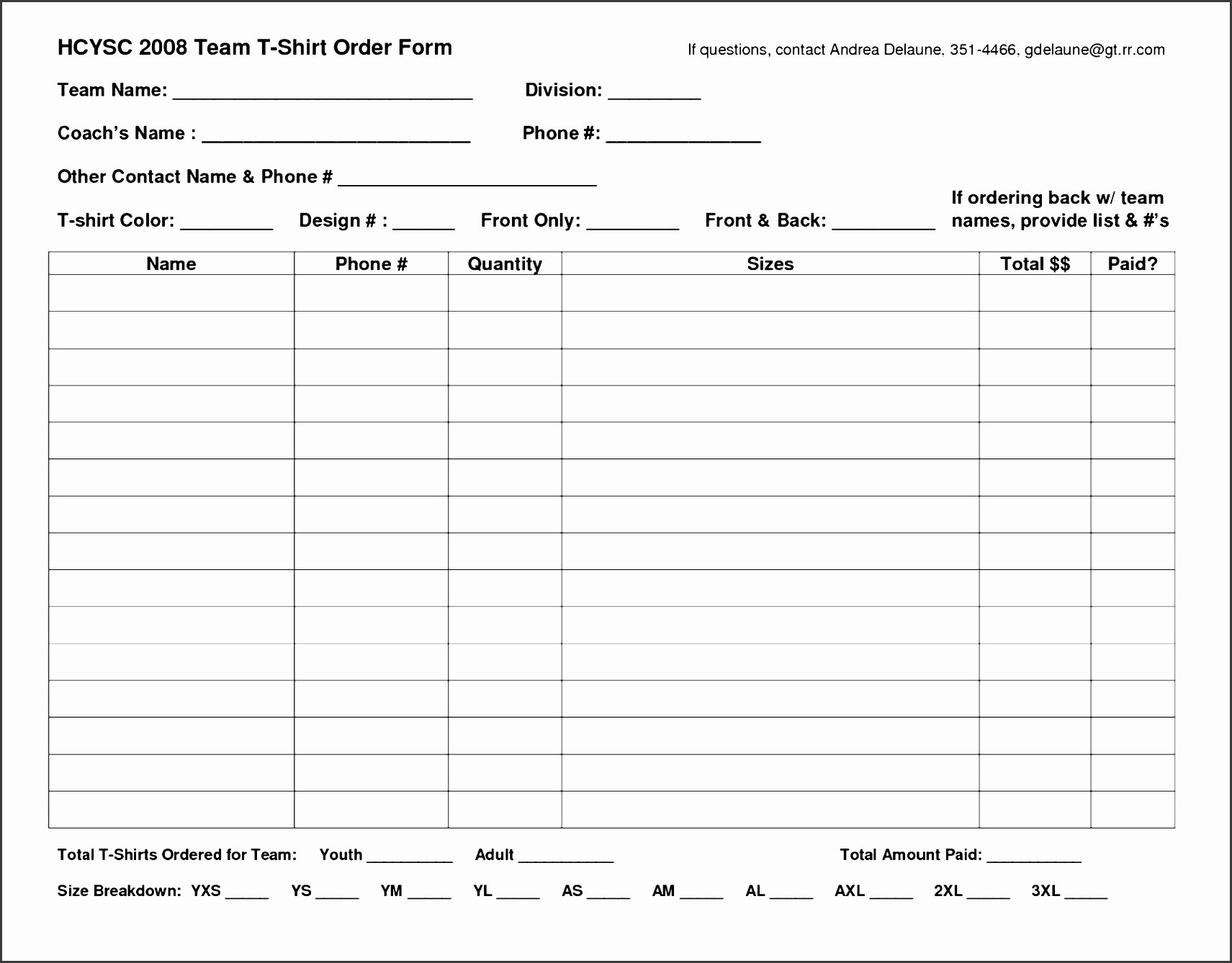 Clothing order form Template Lovely 9 Fundraiser order form Template Free Sampletemplatess