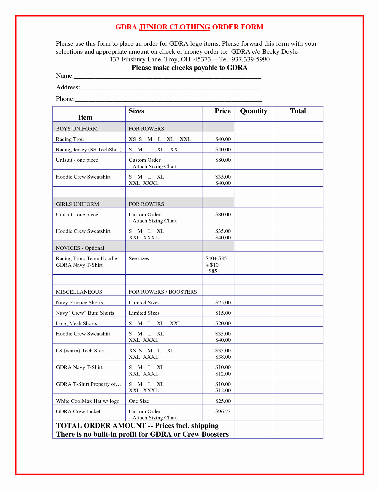 Clothing order form Template New 26 Of Clothing Merchandise Plan Template