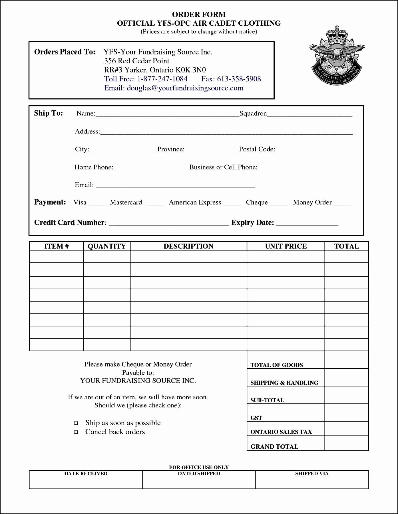 Clothing order form Template New Clothing order form Template Free
