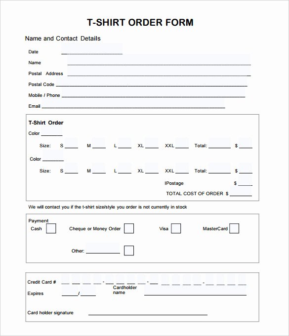 Clothing order form Templates Beautiful T Shirt order form Template