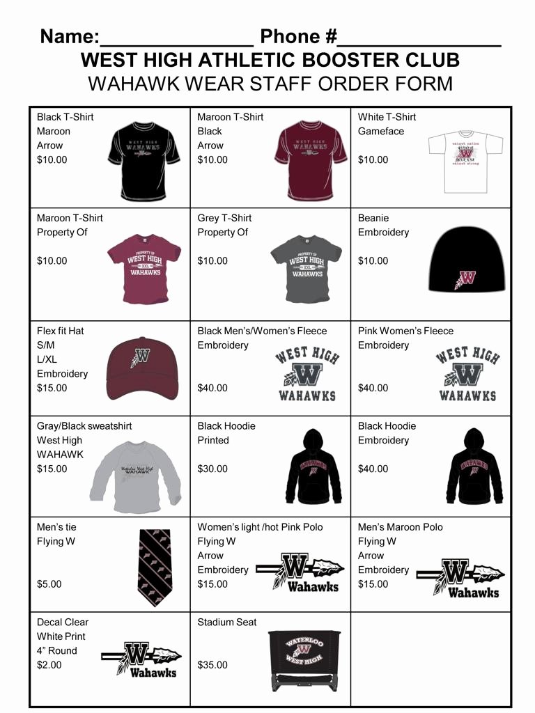 Clothing order form Templates Best Of New 2012 13 Wahawk Apparel is now Available