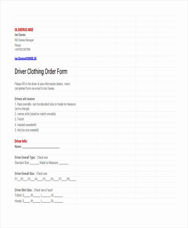 Clothing order forms Templates Beautiful 9 Clothing order forms Free Samples Examples format