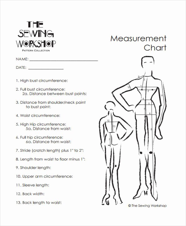 Clothing Size Chart Template Fresh Measurement Chart Templates 9 Free Sample Example