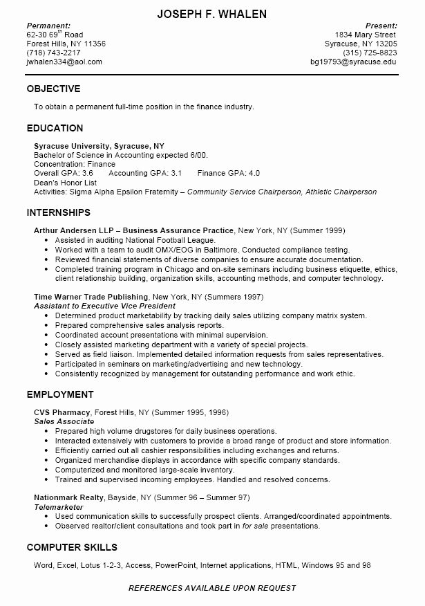 College Graduate Resume Template Best Of College Intern Resume Samples as College Student Has No