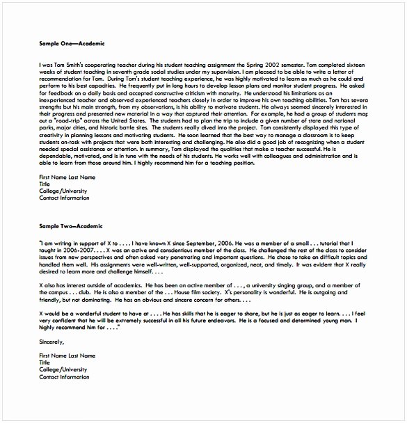 College Recommendation Letter Template Best Of College Re Mendation Letter Template