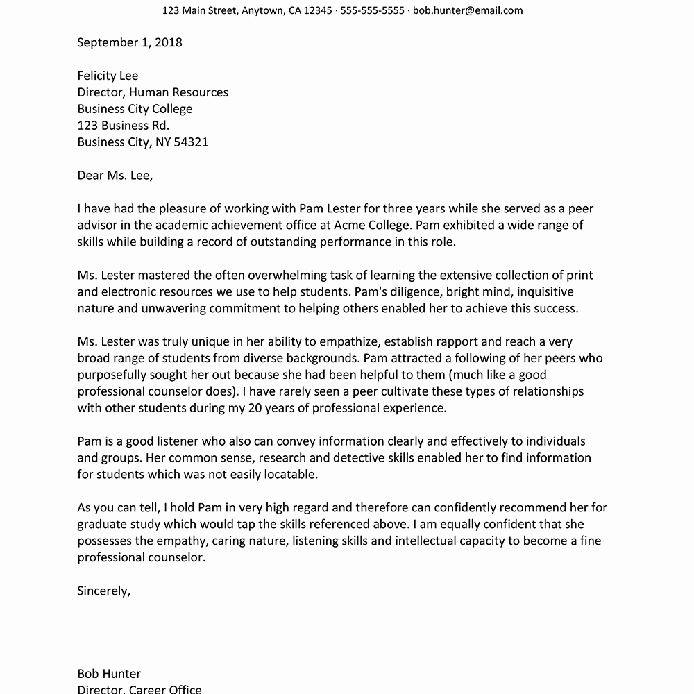 College Reference Letter Template Inspirational Sample Re Mendation Letter for A College Student