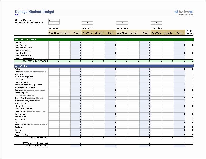 College Student Budget Template Inspirational Free College Student Bud Worksheet