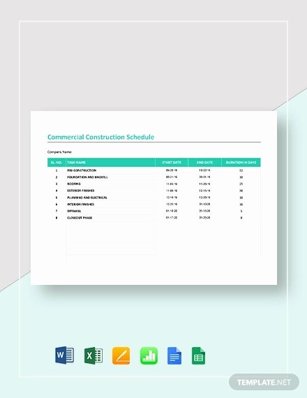Commercial Construction Schedule Template Awesome 17 Construction Schedule Templates Word Pdf Excel