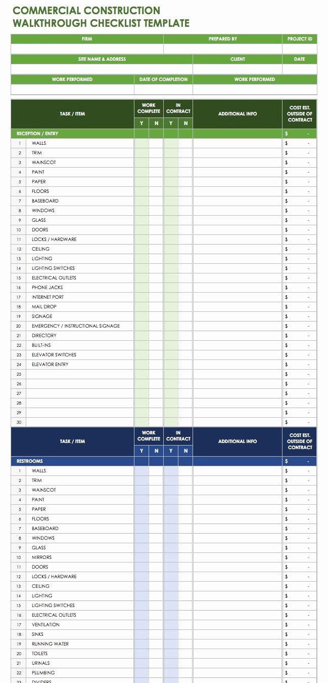 Commercial Construction Schedule Template Awesome Free Punch List Templates