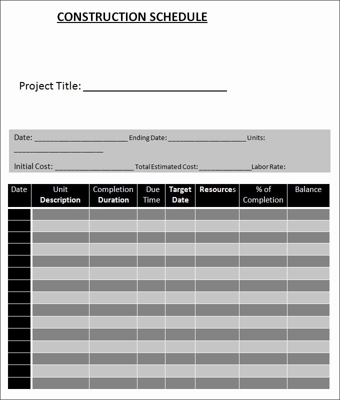 Commercial Construction Schedule Template New Mercial Construction Schedule Template