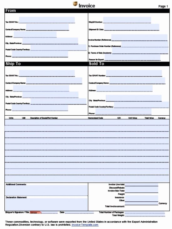 Commercial Invoice Template Word Beautiful Getting A Template for Ups Mercial Invoice