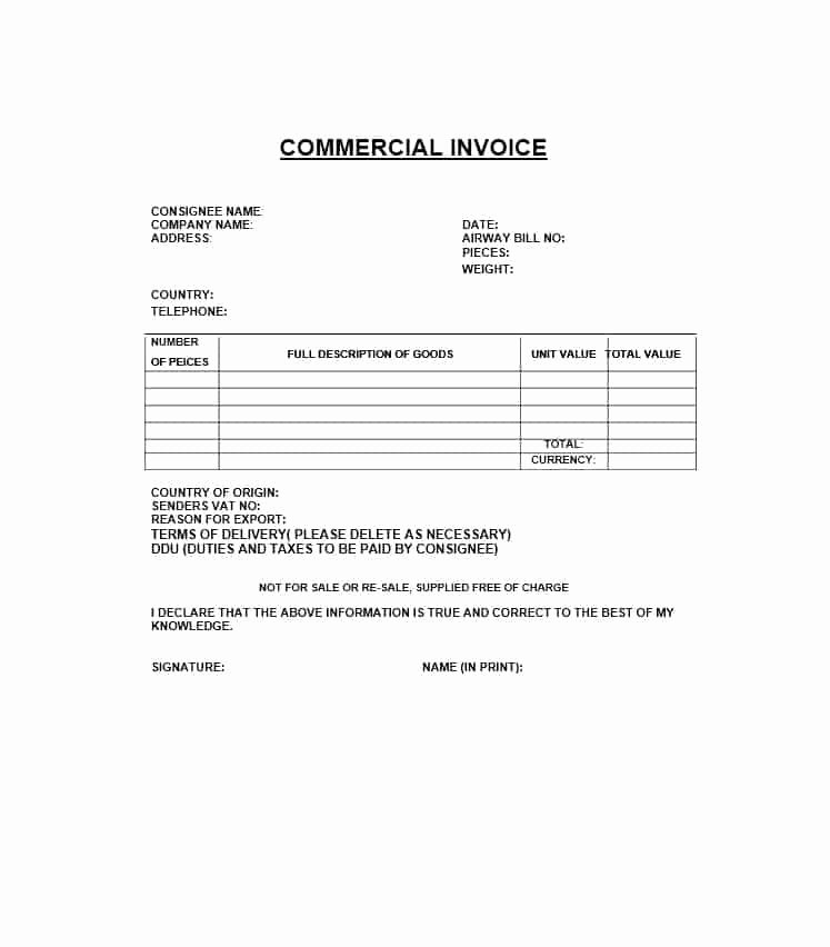 Commercial Invoice Template Word Elegant 44 Blank Mercial Invoice Templates [pdf Word