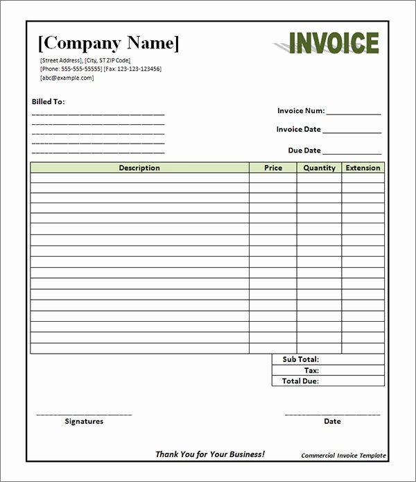 Commercial Invoice Template Word Luxury Free 18 Free Mercial Invoice Templates In Google Docs