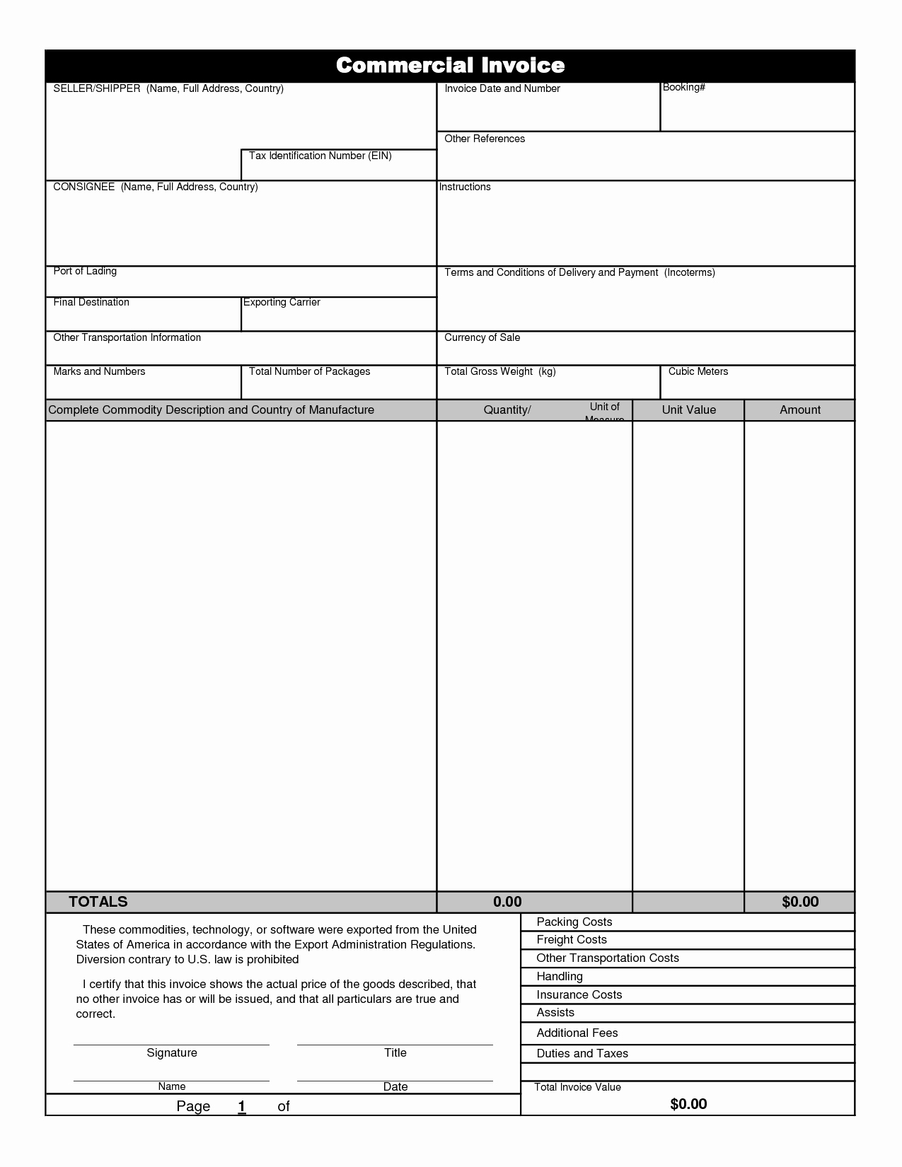 Commercial Invoice Template Word Luxury Mercial Invoice Template Excel
