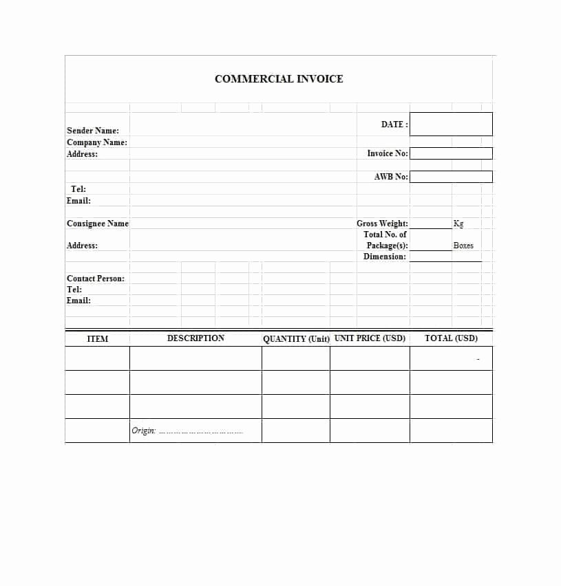 Commercial Invoice Template Word New 44 Blank Mercial Invoice Templates [pdf Word
