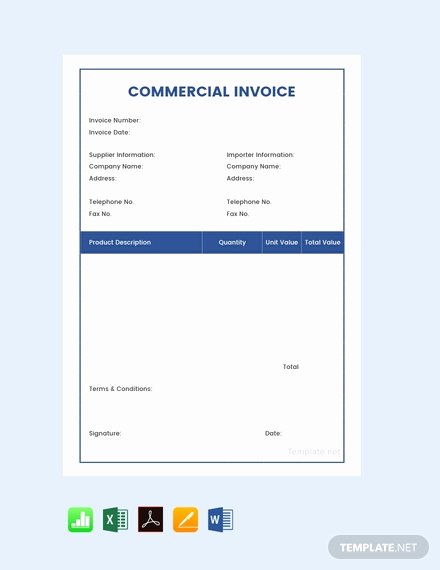 Commercial Invoice Template Word Unique Free Sample Mercial Invoice Template Pdf