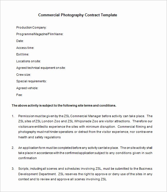 Commercial Photography Contract Template New 9 Mercial Graphy Contract Templates Free Word