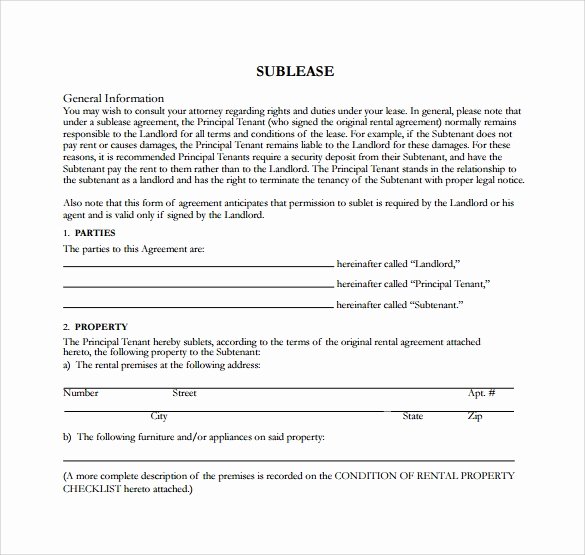 Commercial Sublease Agreement Template Beautiful Free 25 Sample Free Sublease Agreement Templates In