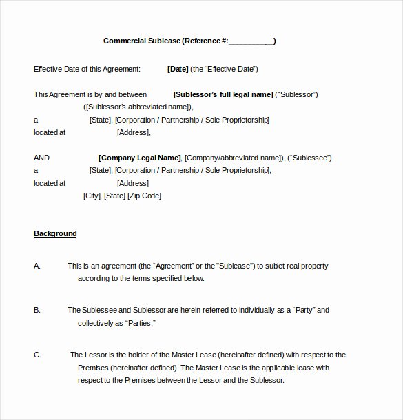 Commercial Sublease Agreement Template Best Of 19 Sublease Agreement Templates Word Pdf Pages