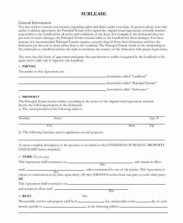 Commercial Sublease Agreement Template Fresh Sublease Contract 8 Word Pdf Google Docs Documents